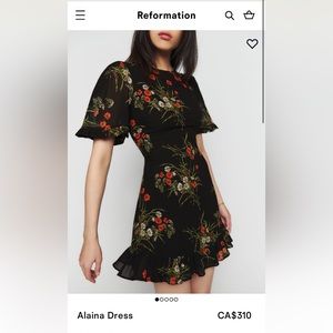 Reformation Alaina dress in black floral print